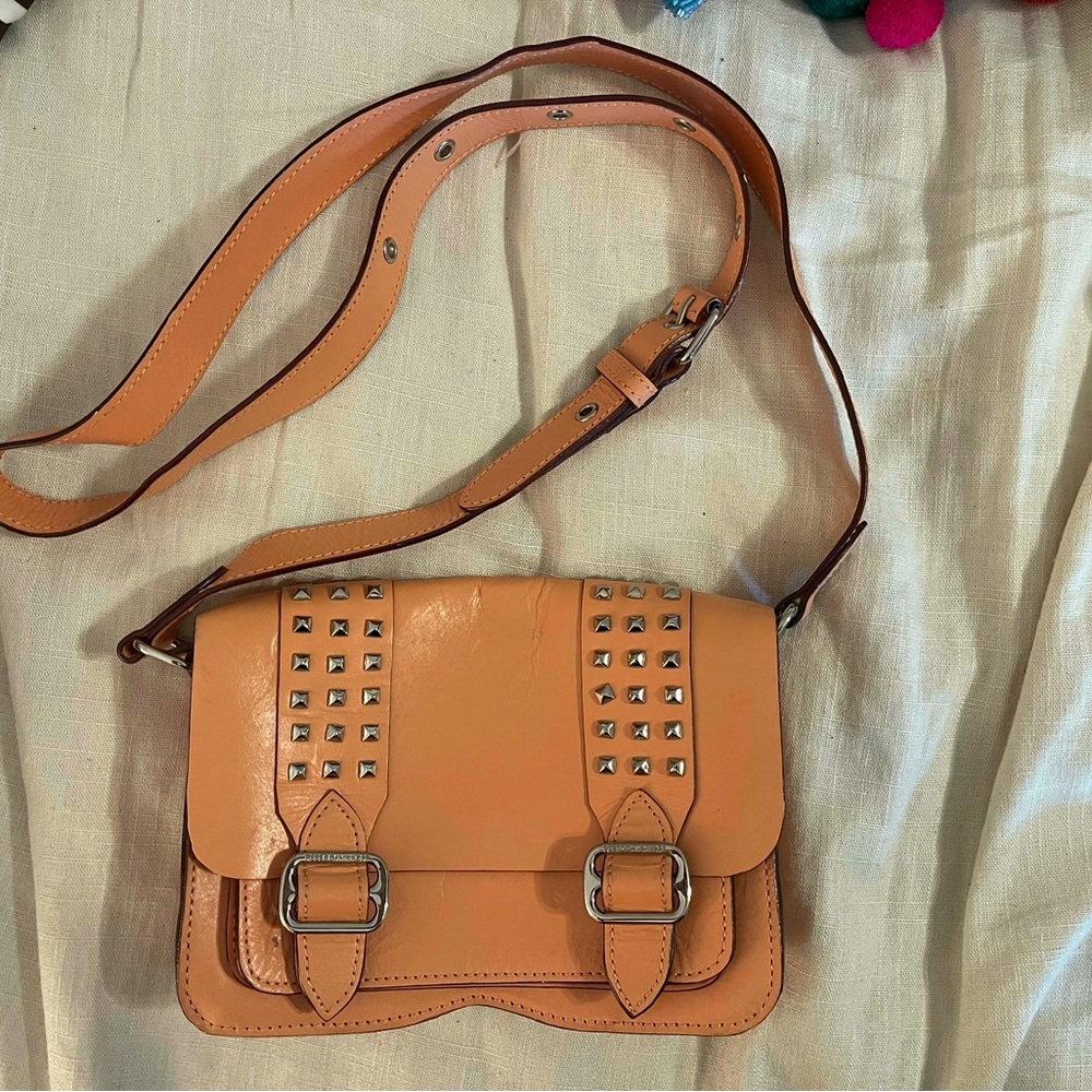 Rebecca Minkoff Orange and Silver Crossbody Bag with Chic Studded Design